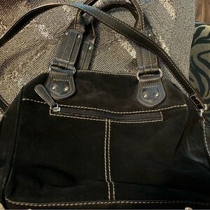 TIGNANELLO | Black Suede Shoulder Bag